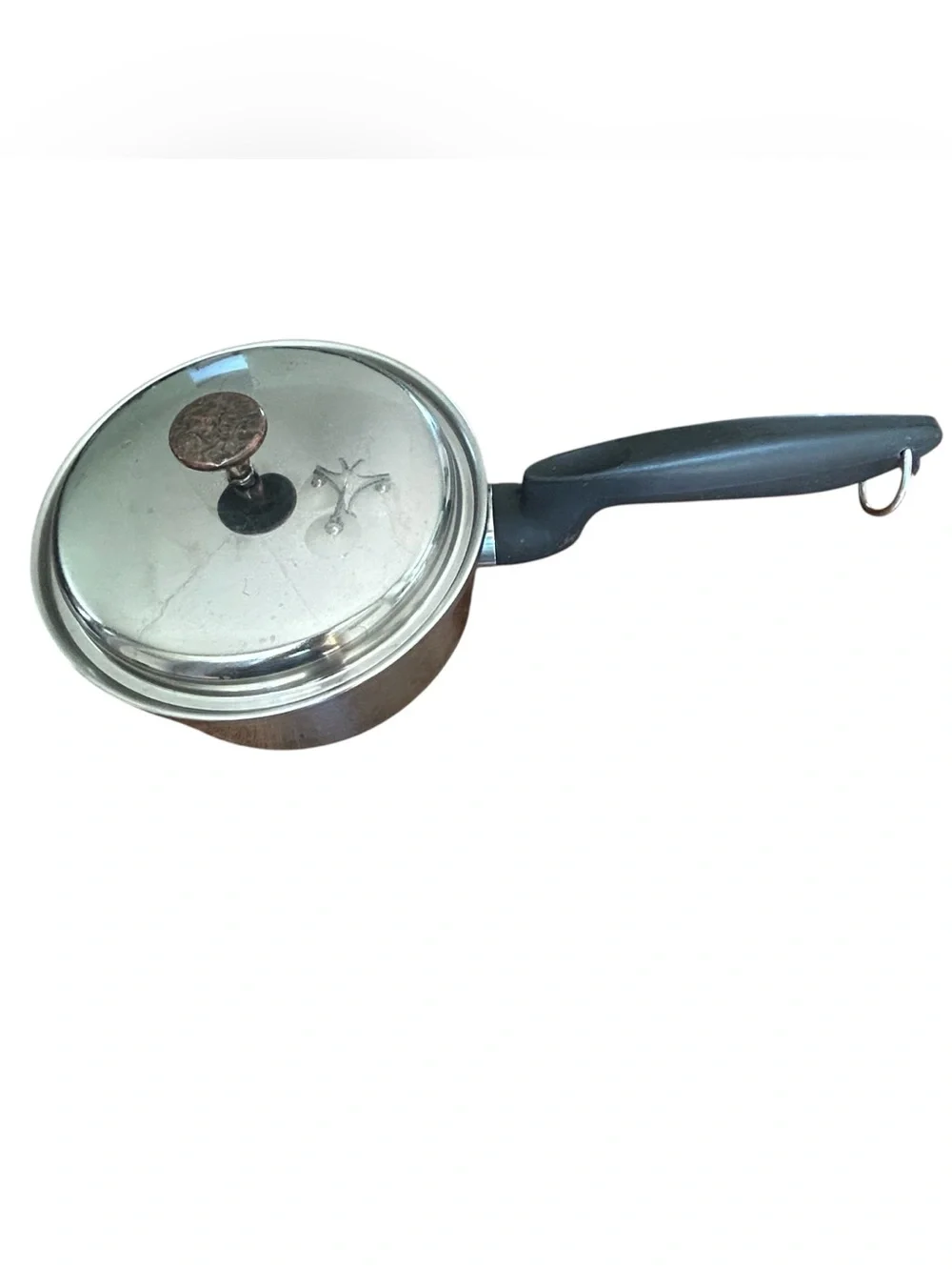 Vintage De Luxe Permanent Stainless Steel 1 Qt Saucepan Pot W Lid Black Handle
